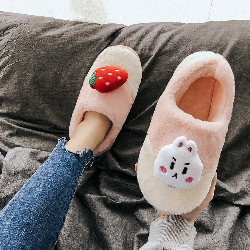 

Slipper Women's Winter Stereo Cartoon Bear Plush Warm Couples Cover Heel Plush Home Shoes Indoor Men And Women Cotton Slippers