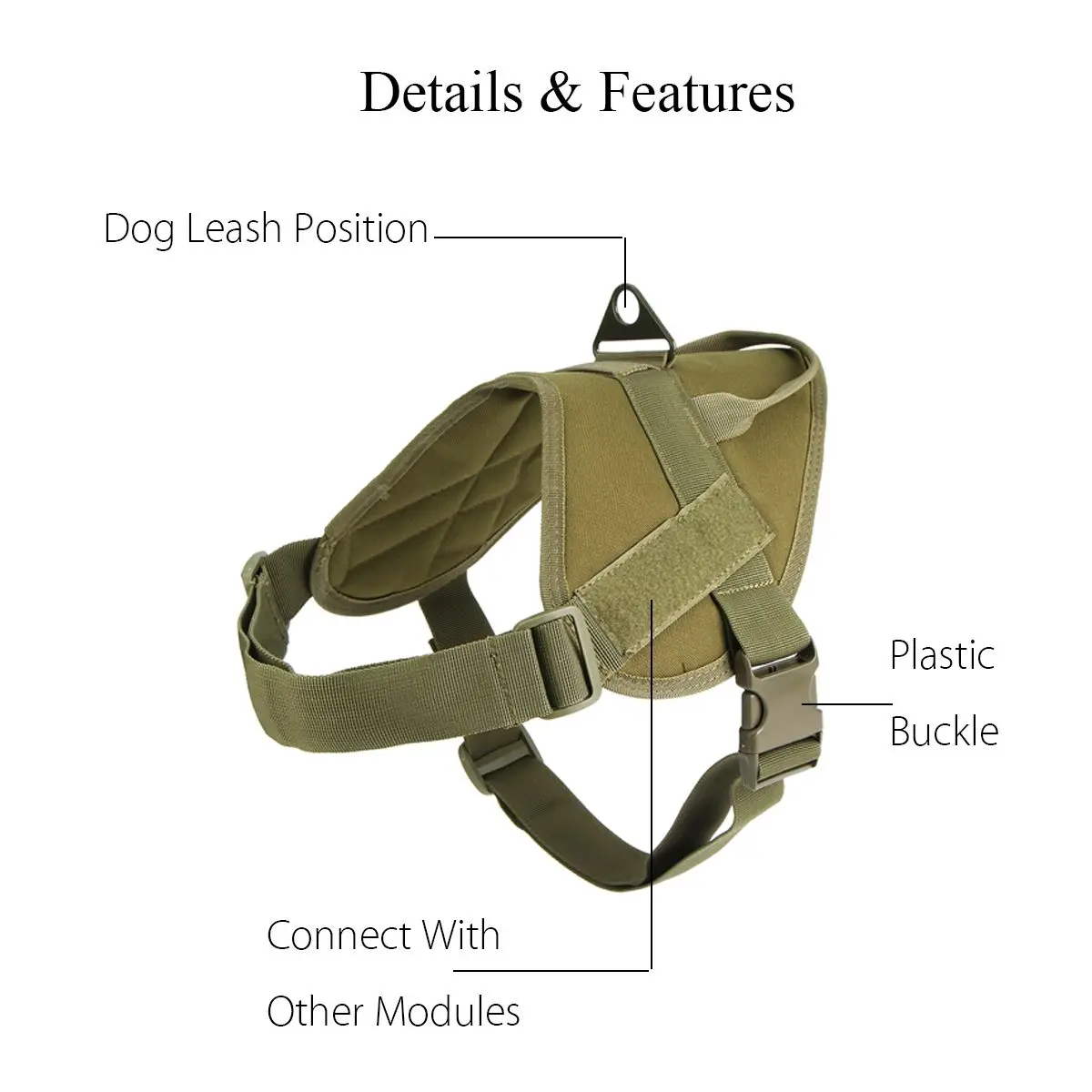 Adjustable 1000D Nylon Tactical Training Dog Vest Clothes Patrol Harness Waistcoat All Weather Service for Large Size 7 Color