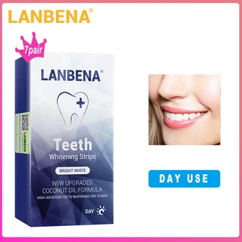 

LANBENA Teeth Whitening Strips Daily Use Oral Hygiene Teeth Veneers White Strips Removes Plaque Stains Easy Carry 7 Pairs / Box