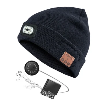 

Unisex Smart With Mic Music Bluetooth LED Hat Wireless Headset Warm Beanie Washable Running Gifts Stereo Speaker Winter Skiing