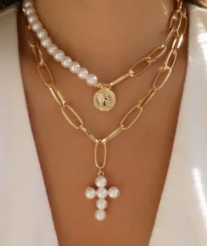 

Go2boho New Designer Freshwater Real Natural Pearl Charms O-shaped Gold Plated Chain Necklace Boho Women Jewelry 2020 Necklace