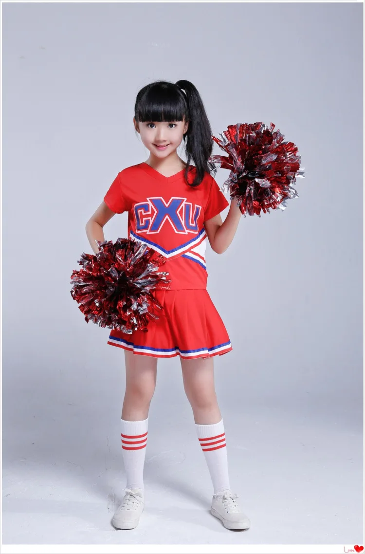 Костюм для танца Cheerleader 2 шт. с помпонами и бесплатными подарками современные