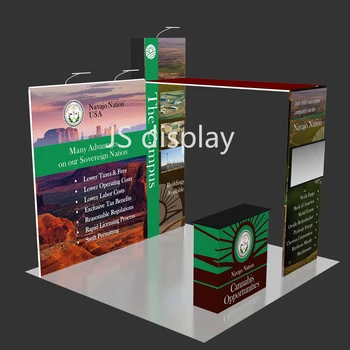 Cheap 10ft Portable Fabric Trade Show Display Booth Exhibits All Included Counter Spotlights TV Bracket