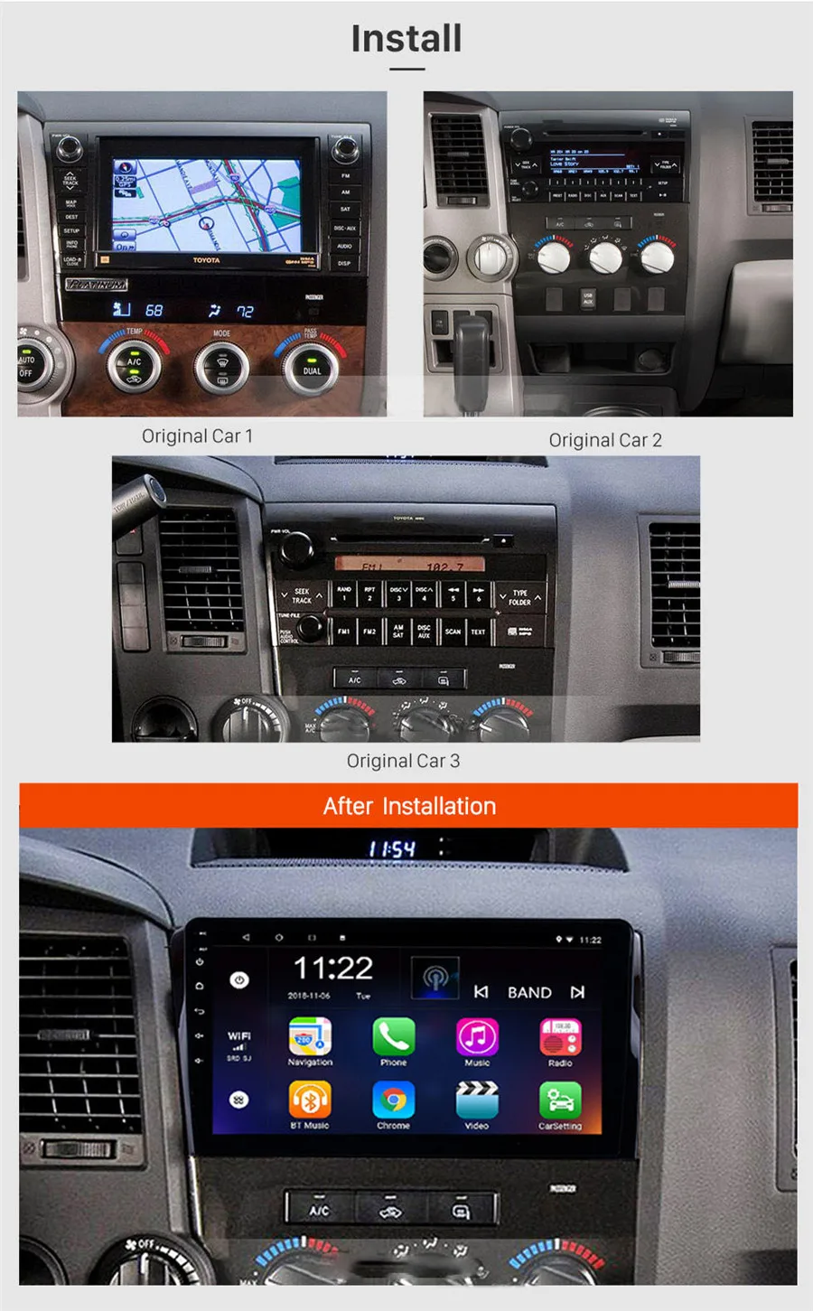 10," HD радио gps навигация Android 8,1 для TOYOTA Sequoia 2008- для Tundra 2006-2013 поддержка Carplay BT OBDII wifi