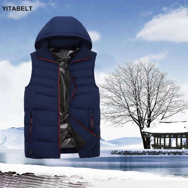 

Winter Smart Charging Heated Vest Thermostat Warm Heating Waistcoat Hooded Outdoor Jacket Men's