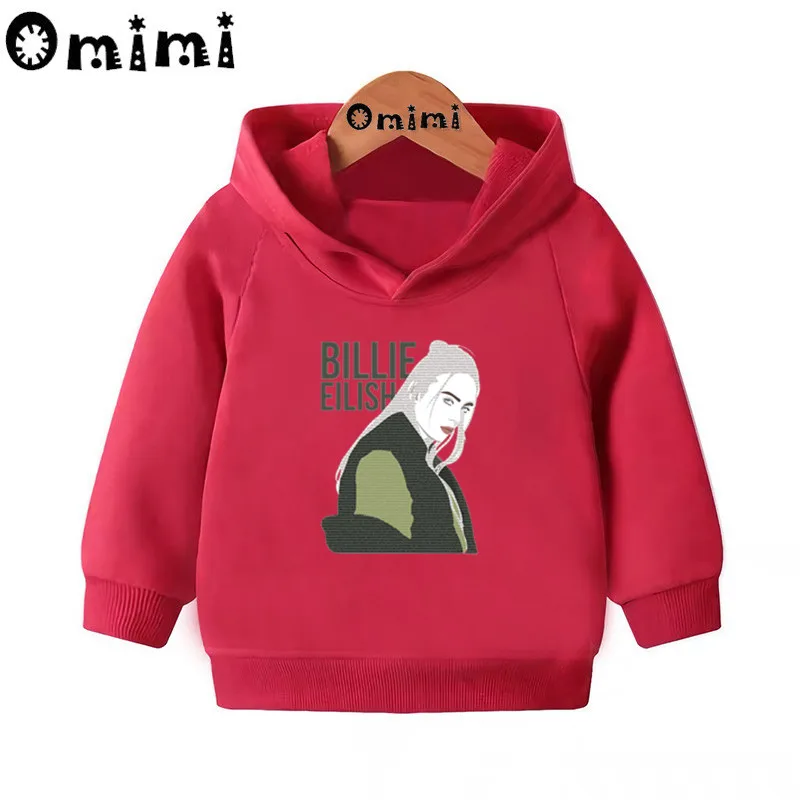 Детские толстовки Billie Eilish в стиле хип-хоп детские толстовки с капюшоном пуловер для малышей Топы для маленьких девочек и мальчиков, осенняя одежда KMT5265 - Цвет: Red-5265I