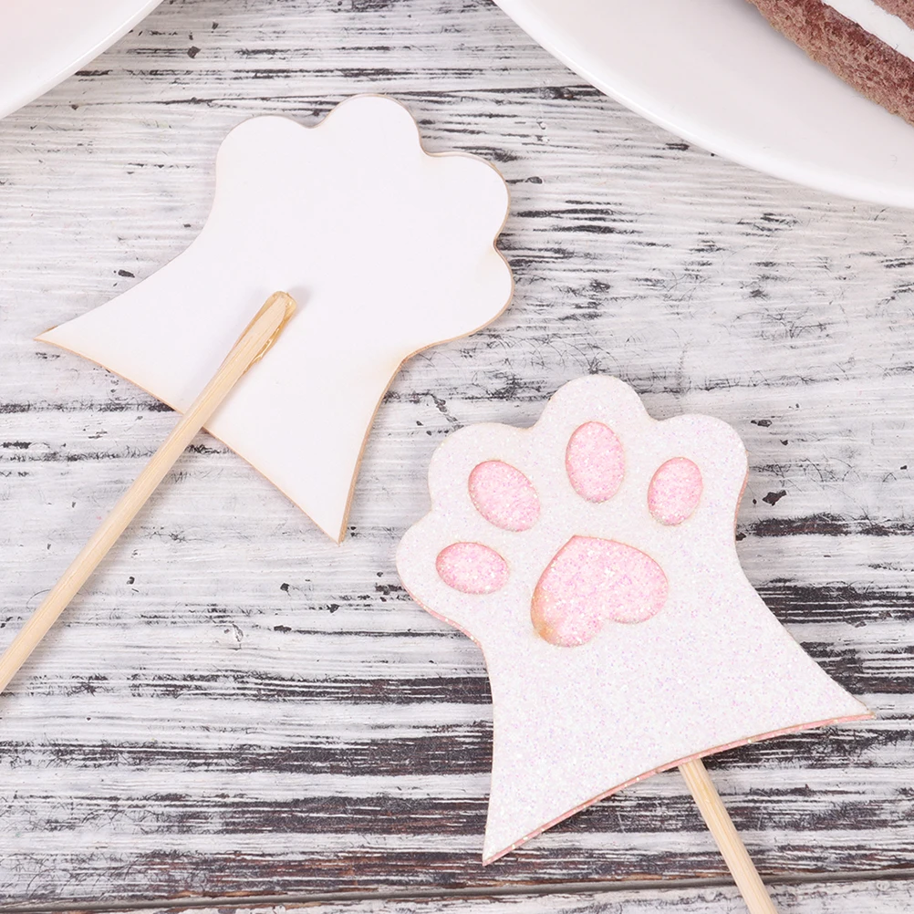 20pcs Cat Claw Cake Toppers Cake Decoration Inserts Cake Picks Cupcake Ornament for Party Festival