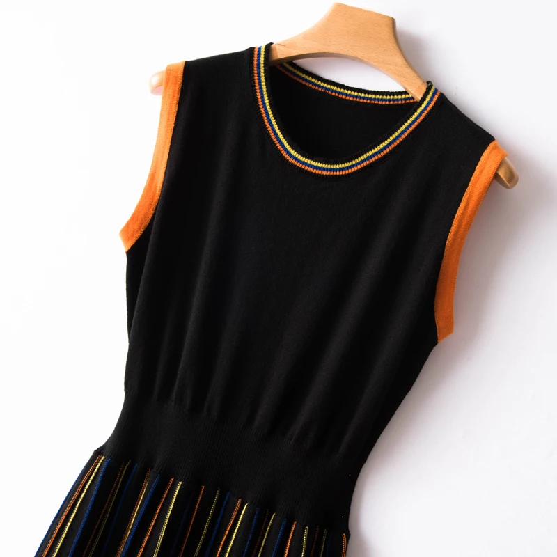 Модное женское платье с круглым вырезом кашемировый Повседневный свитер осень зима женский шерстяной вязаный свитер платье теплое женское дизайнерское платье