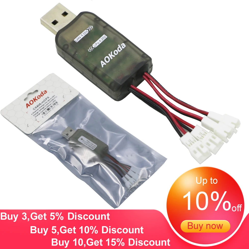 Зарядное устройство высокое качество AOKoda CX405 4CH Micro USB зарядное для батареи 1S/3 7 V Lipo