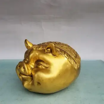 

wedding decoration China fengshui brass Wealth Yuanbao Money Bag Zodiac Pig status Save money Lucky Pig