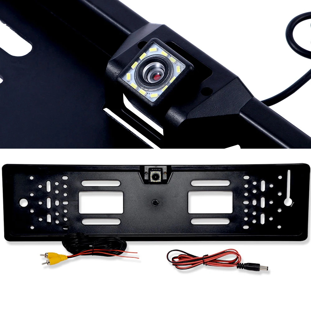 License Plate Frame Car Rear View Camera EU European Waterproof Night Vision Reverse Backup with 4 Or 8 12 LED Light