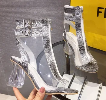 

2020 Fund Sandals Woman Snake Transparent High With Fish Mouth Sexy Wisp Air Cool Boots Woman Xyun1618-3