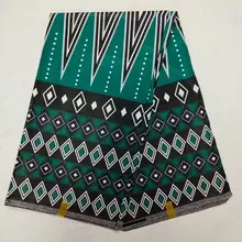 6 ярдов африканские хлопчатобумажные ткани расписаная восковая ткань для платья Высококачественная Анкара ткань батик зеленый NAW-40