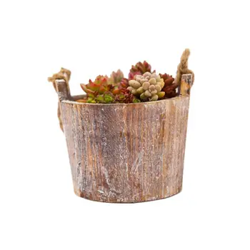 

Retro Wooden Flower Pot Succulent Plant Barrel Hanging Planter Holder Home Decor