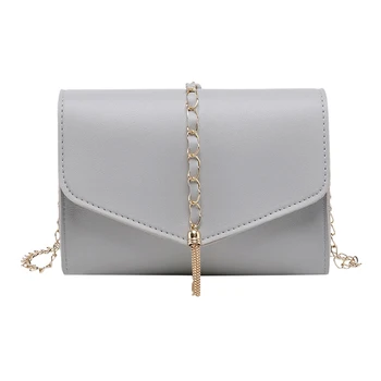 

Z 2019 Women Elegant New Style Classic Fashion Design Metal Tassel Small Square Bag Solid Color Cover Korean Chain Shoulder Bag
