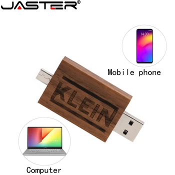 

JASTER Wooden USB flash drive OTG U disk smart pen drive suitable for phone and PC USB 2.0 pendrive 128GB 32GB 64GB memory stick