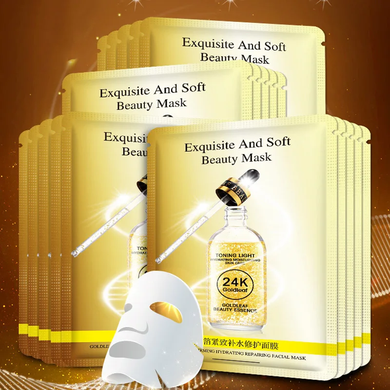 Ready to ship 24k gold foil skin moisturizing facial mask sheet firming face mask