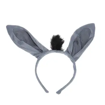 

1pcs Children Headband Cartoon Gray Donkey Ears Shape Cute Plush Hair Clasp Hair Loop Animal Props For Party Performance