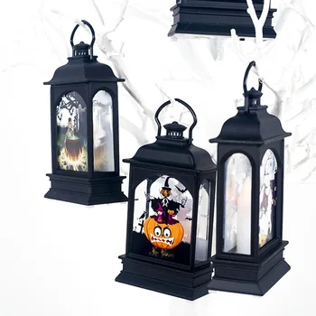 

New Pumpkin Transparent Small Lantern Portable Nightlight LED Single Candle Halloween Vintage Lantern Party Hanging Decors