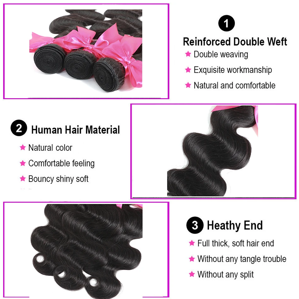 LINKELIN HAIR Human Hair Bundles With Frontal 13*4 Pre Plucked Lace Frontal Remy Peruvian Body Wave Bundles With Frontal