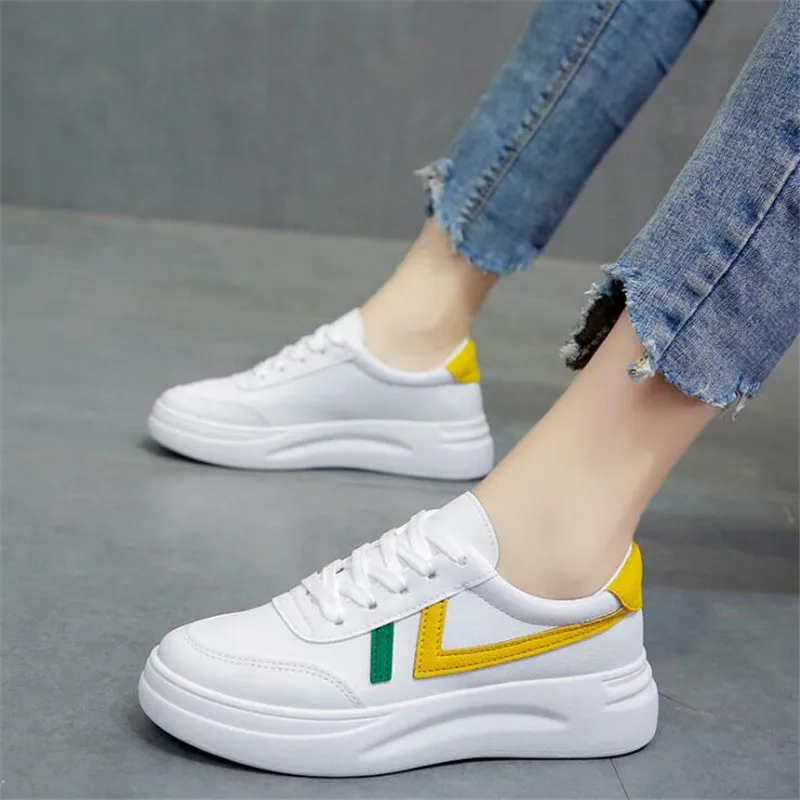 

Women Shoes 2019 Spring Summer Platform Lace-up White Shoes Sneakers Women Tenis Feminino Casual Female Shoes Woman