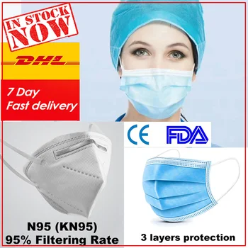 

DHL 3 ply Disposable CE,FDA Certifited blue ffpp2 Medical Facemask 50pcs kn95mask n95mask ffp3mask masque tissus lavable 100pcs