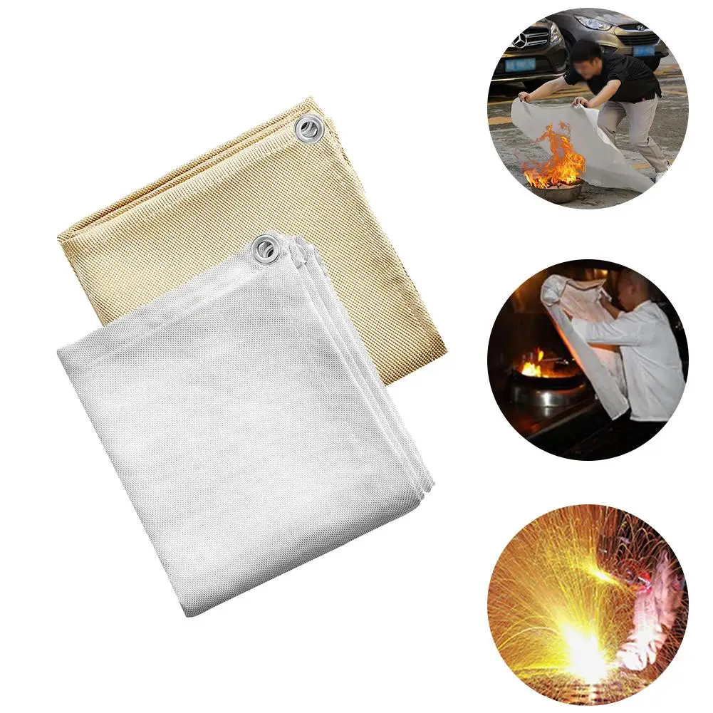 Fireproof Blanket Multi Function Fire Retardant Blanket Fireproof Blanket For Fireplace Cream Fiberglass 100cmX100cm Security first alert smoke and carbon monoxide