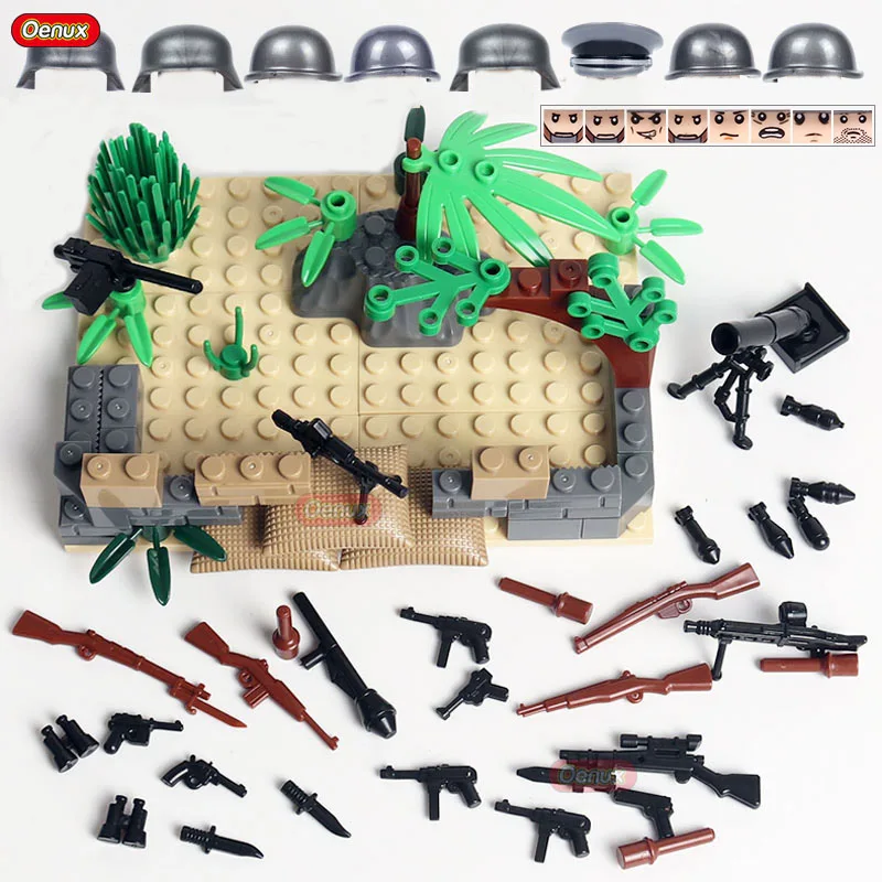 Oenux 858PCS WW2 Military Vehicle VW166 Amphibious Vehicle Typ 82 Kubelwagen Building Block Brick Military Soldier Figures Toy - Цвет: Military Set 6