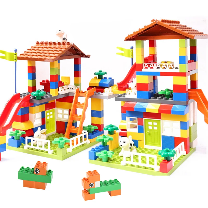 

89pcs Big Size Building Blocks Compatible with LegoINGlys Duploed DIY Playground Bricks Children Amusement Park Blocks Sets Toys