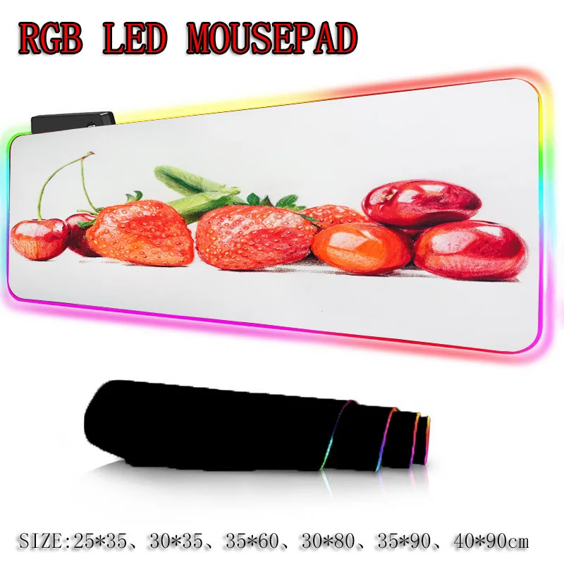 XGZ заказной большой коврик для мыши RGB с блокировкой края фрукты вишня HD