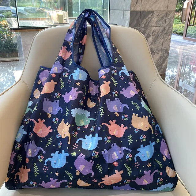 Large Size Reusable Shopping Bag Grocery Bag Oxford Cloth Environmental Protection Bag Travel Shoulder Bag Lady's Tote Bag 41010