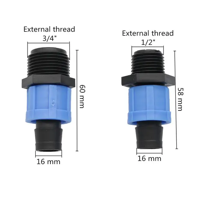 16 Mm -Es Csepegtető Szalag 1/2 "3/4" Külső Szál Egyenes Reteszelt Csatlakozók Kerti Öntöző Vízcsatlakozó Dn 17 Csőszerelvények 20Db - Image 2