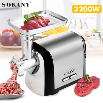 

SOKANY Heavy Duty 220V 3200W Powerful Electric Meat Grinder Home Sausage Stuffer Meat Mincer Food Processor Kitchen Meat Grinder