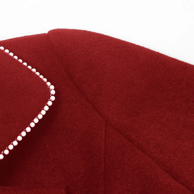 Европейский Подиум дизайнерское элегантное красное шерстяное пальто с бантом теплое зимнее женское пальто средней длины Abrigo Mujer