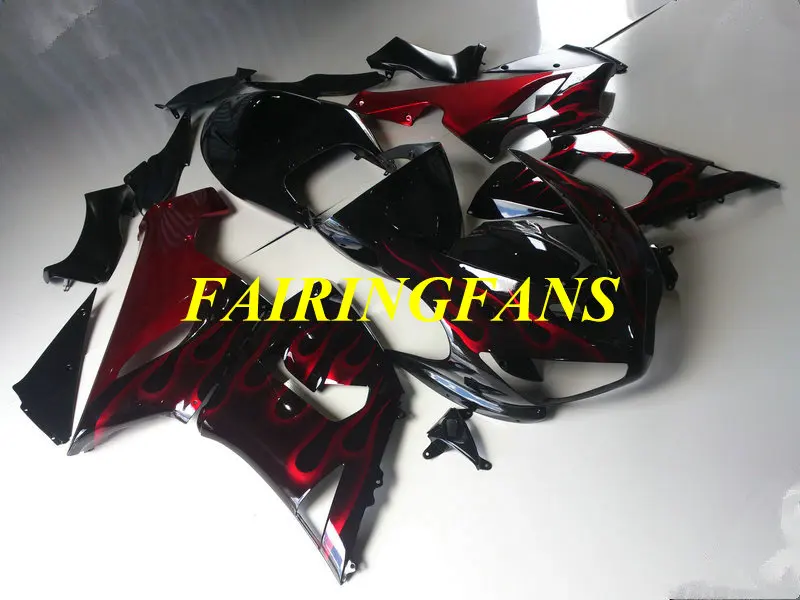 Motorcycle Fairing Body kit for KAWASAKI Ninja ZX6R 636 05 06 ZX 6R 2005 2006 ABS Red flames Fairings bodywork+gifts KJ23 | Автомобили и