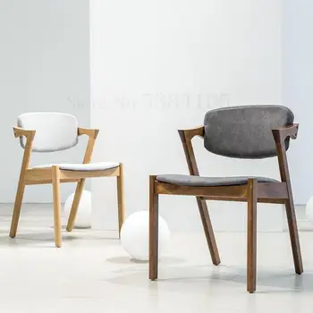 

Nordic simple solid wood dining chair Z-shaped chair Japanese-style fabric chair computer coffee leisure chair