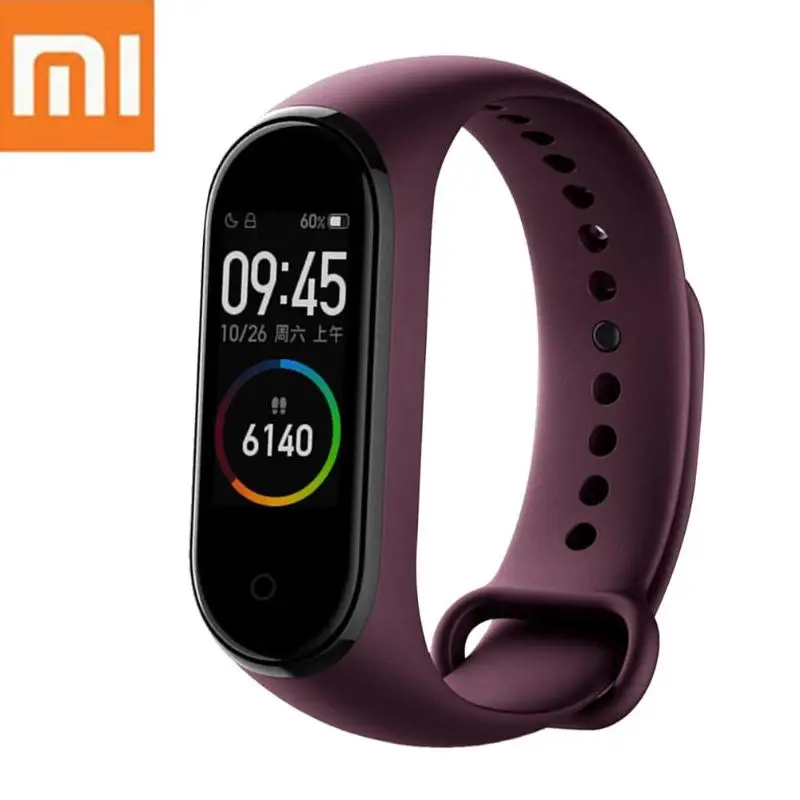 Китайская версия Xiaomi Mi Band 4 Bluetooth Музыка 5ATM пульсометр фитнес влагостойкие умные часы с ремешком браслет с сенсорным экраном - Цвет: Кофе