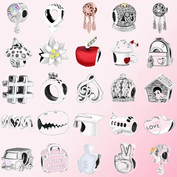 

2019 100% 925 Sterling Silver Classic House Car Charm Beaded Bracelet DIY Accessories Beaded Free Shipping Wholesale