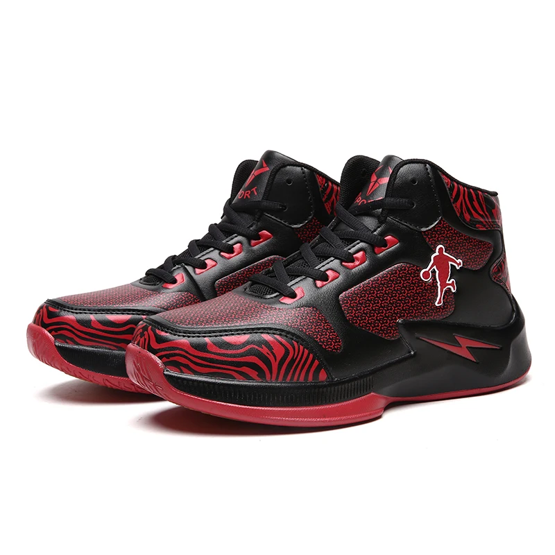 Sapato Masculino новая настоящая Adulto горячая Распродажа Весенняя воздушная обувь баскетбольные кроссовки Мужские дышащие спортивные уличные спортивные - Цвет: BLACK-RED