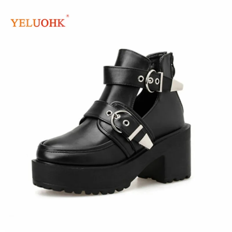

Ankle Boots for Women with Back Zipper Women Martin Boots Leather Black Autumn Women Shoes 35-40 Plus Size