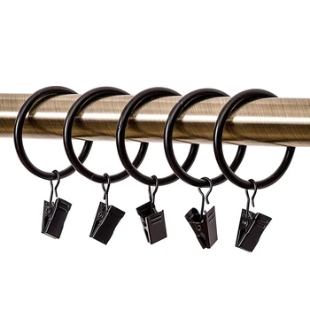 

1.38 Inches Curtain Rings with Clips, Metal Drapery Clip Rings,120PCS (Black)
