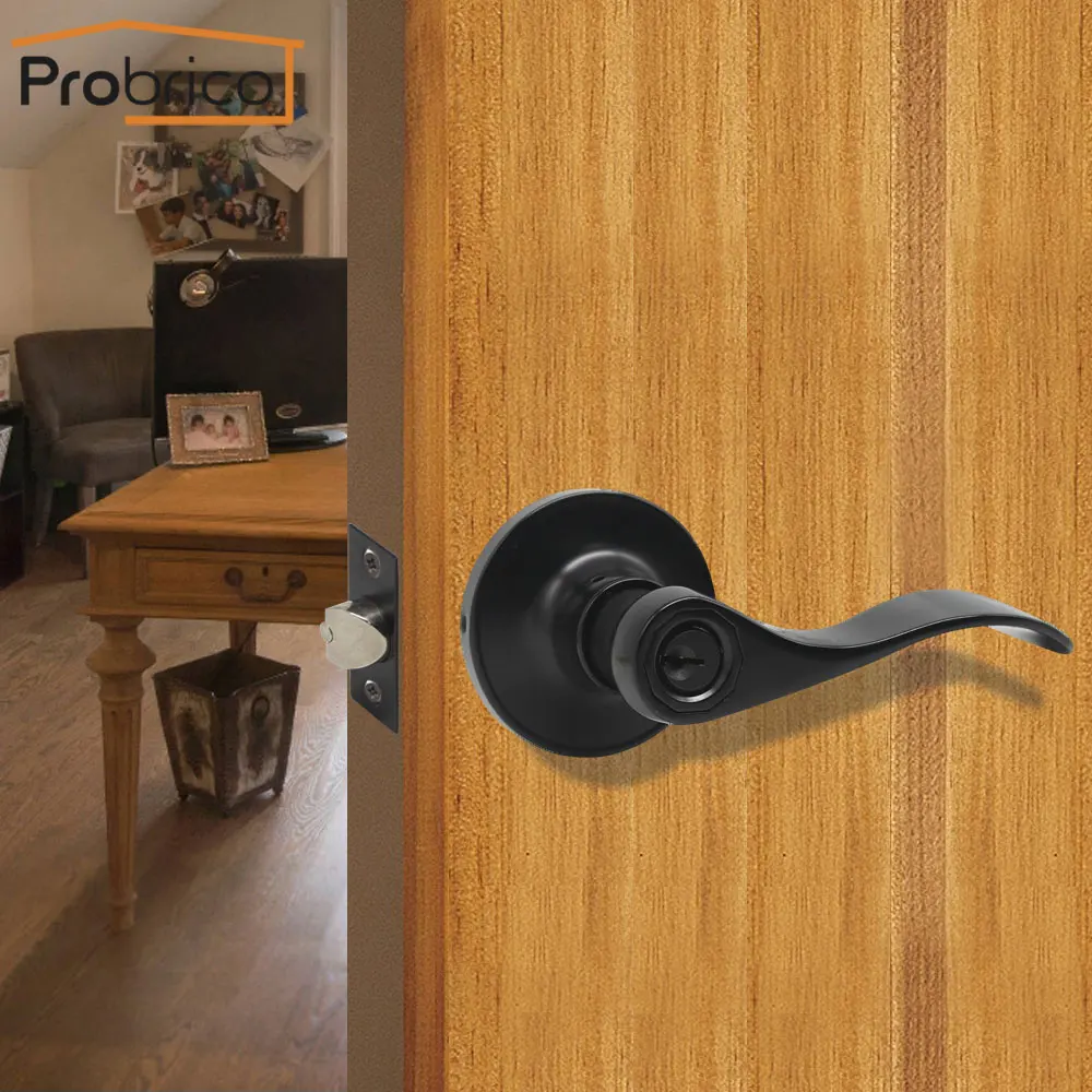 Probrico Black door handles for Interior doors Mute Bedroom door levers