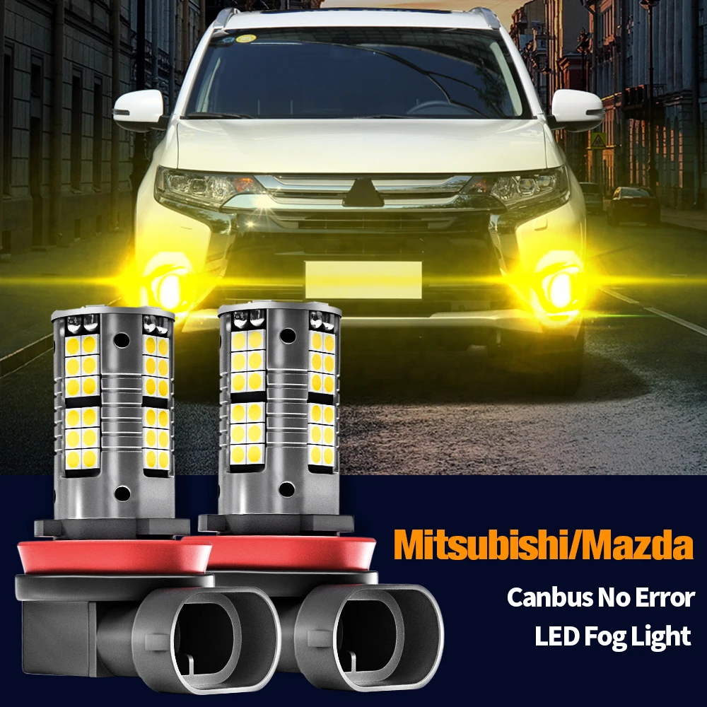 

2x LED Fog Light Blub Lamp Canbus H8 H11 H16 For Mitsubishi ASX Lancer 8 Outlander Pajero V80 V93 V97 V98 Mazda 5 CX-5 CX-7 MX-5