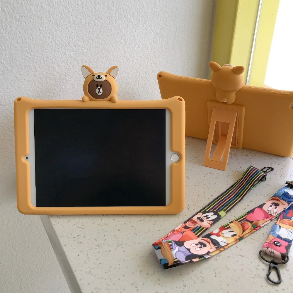 Милый детский чехол для iPad Mini 1/2/3/4/5 Mini 5 4 3 2 1 Mini5 Mini4 Mini3 7,9 '', мягкий силиконовый чехол-подставка из поликарбоната+ ремешок