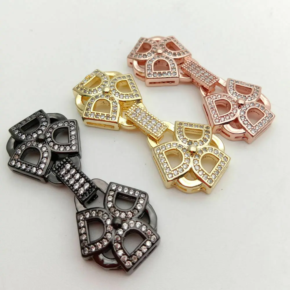 

18k gold plated CZ micro pave "D" Letters Two strands clasp for jewelry making
