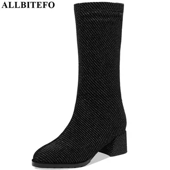

ALLBITEFO fashion Elastic material comfortable high quality women boots girls ankle boots new brand Autumn Winter boots