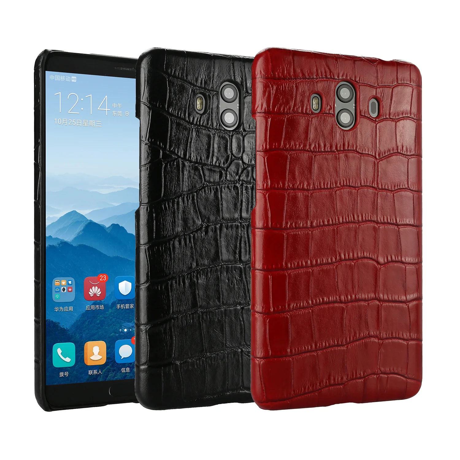 

4 Colors Genuine Leather Cover For Huawei Mate 10 Mate10 Pro Retro Crocodile Grain Real Natural Cowhide Male Back Phone Case