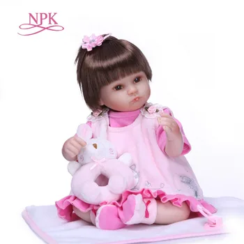 

NPK 40CM New Handmade Silicone vinyl adorable Lifelike toddler Baby Soft Toys Baby Doll Alive For Bebes Reborn Brinquedo Toys