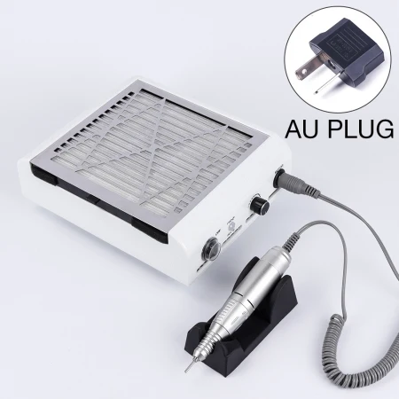 AU Plug 2 в 1 40 Вт 45000 об/мин Электрический пылеуловитель для ногтей наконечник для маникюра и педикюра Набор напильников инструменты для ногтей с сверлами для ногтей - Цвет: AU Plug