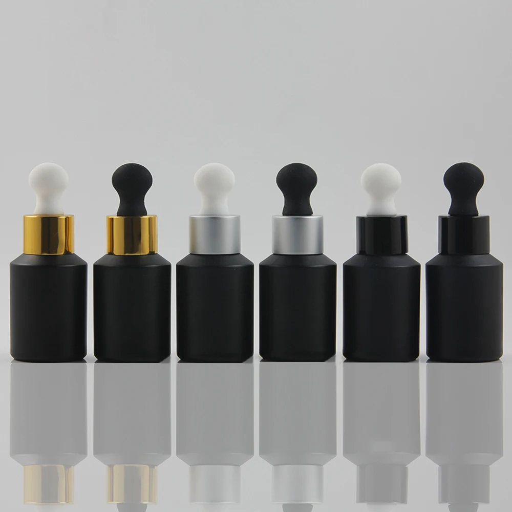 

Black Frosted Glass Bottle for Essential Oil 30ml, matte black dropper bottle